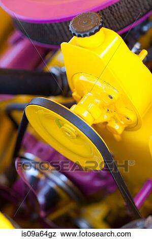 Stock Photo - Close up of purple car engine. Fotosearch