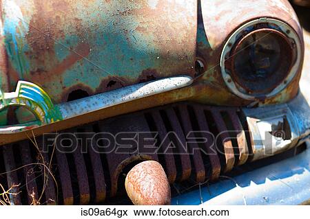 Stock Photo - Close up of rusted vintage car. Fotosearch