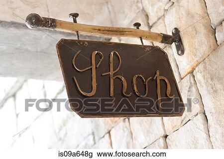 Close up of shop sign View Large Photo Image Stock Image - Close up of shop sign. Fotosearch