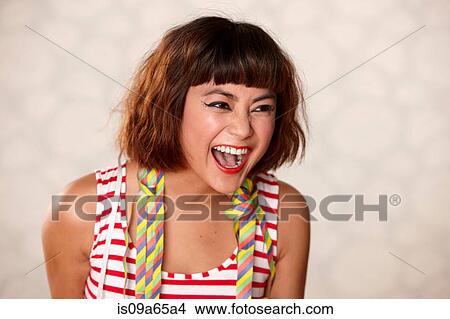 Close up of woman's laughing face View Large Photo Image Picture - Close up of woman's laughing face. Fotosearch