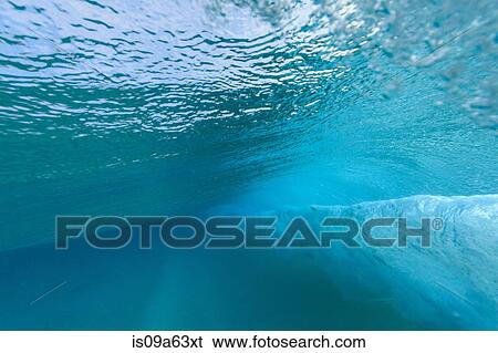 Stock Photograph - Crashing wave viewed underwater. Fotosearch