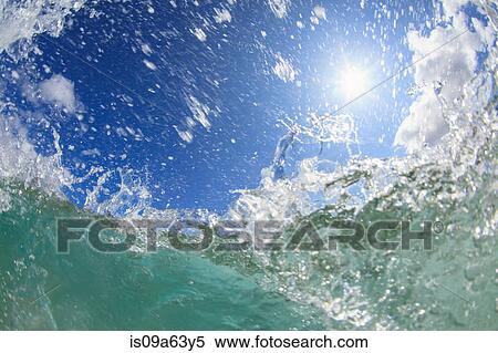 Stock Photography - Crashing wave viewed underwater. Fotosearch