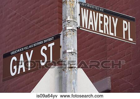 Gay St and Waverly Pl signs View Large Photo Image Stock Photo - Gay St and Waverly Pl signs. Fotosearch
