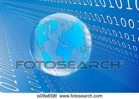 Illustration of globe and binary code View Large Photo Image Stock Photograph - Illustration of globe and binary code. Fotosearch