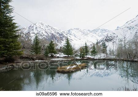 Mountains reflected in still rural lake View Large Photo Image Stock Photograph - Mountains reflected in still rural lake. Fotosearch