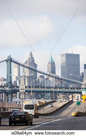 Picture - New York City skyline and bridge. Fotosearch