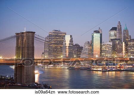 New York City skyline and bridge View Large Photo Image Picture - New York City skyline and bridge. Fotosearch