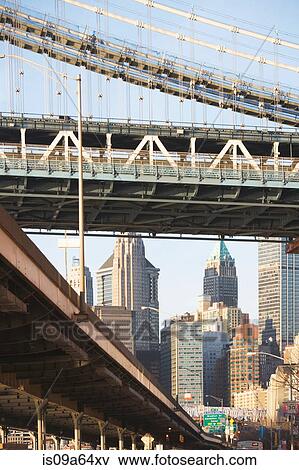 Stock Photo - New York City skyline and bridge. Fotosearch