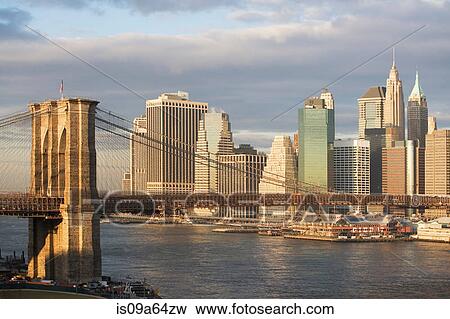 New York City skyline and bridge View Large Photo Image Stock Photo - New York City skyline and bridge. Fotosearch