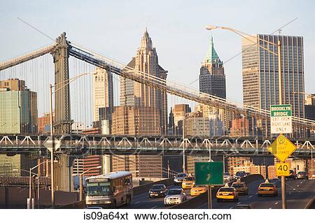New York City skyline and bridge View Large Photo Image Stock Photograph - New York City skyline and bridge. Fotosearch