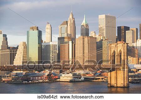 New York City skyline and bridge View Large Photo Image Stock Photograph - New York City skyline and bridge. Fotosearch