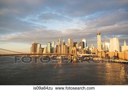 New York City skyline and bridge View Large Photo Image Stock Photograph - New York City skyline and bridge. Fotosearch