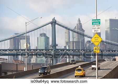 Stock Photography - New York City skyline and bridge. Fotosearch