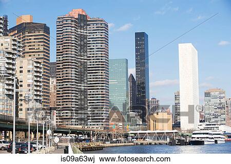 Stock Image - New York City skyline and harbor. Fotosearch