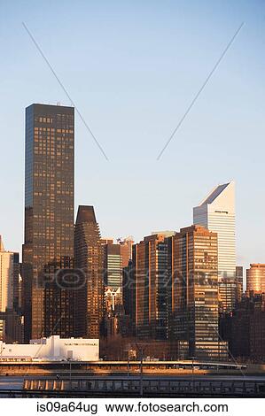 Stock Image - New York City skyline and water. Fotosearch