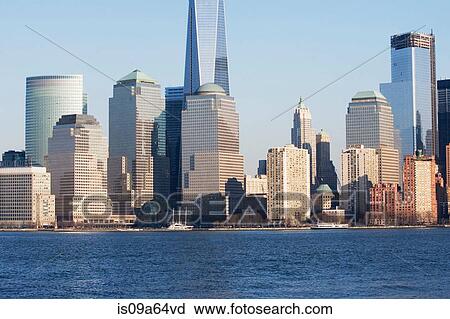 Stock Image - New York City skyline and water. Fotosearch