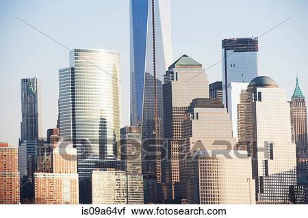 Stock Image - New York City skyline and water. Fotosearch