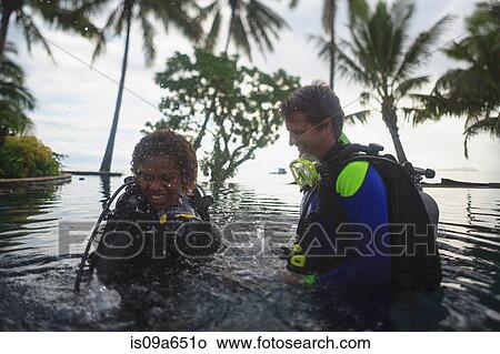 Scuba divers splashing in water View Large Photo Image Picture - Scuba divers splashing in water. Fotosearch