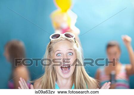 Stock Photo - Teenage girl gasping. Fotosearch