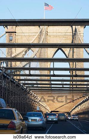 Traffic on Brooklyn Bridge View Large Photo Image Stock Image - Traffic on Brooklyn Bridge. Fotosearch