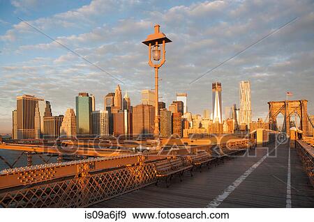 Stock Photo - Brooklyn Bridge and city skyline. Fotosearch