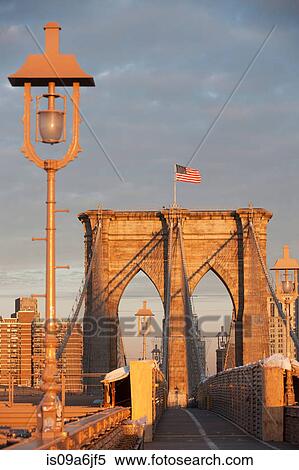 Stock Photography - Brooklyn Bridge at sunset. Fotosearch