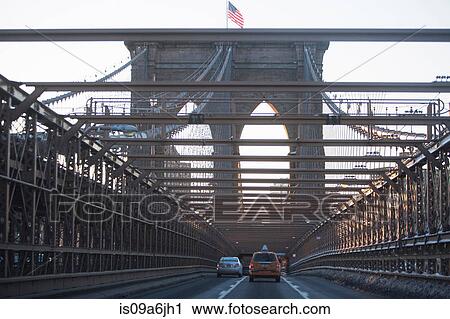 Cars driving on Brooklyn Bridge View Large Photo Image Stock Image - Cars driving on Brooklyn Bridge. Fotosearch