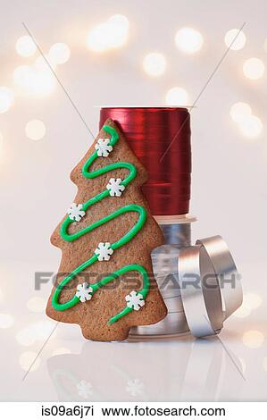 Christmas cookie and ribbons View Large Photo Image Stock Image - Christmas cookie and ribbons. Fotosearch