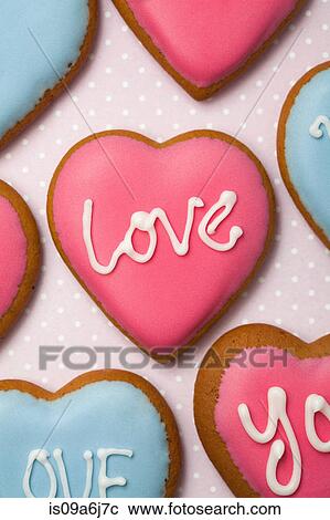 Decorated heart shaped cookies View Large Photo Image Stock Image - Decorated heart shaped cookies. Fotosearch