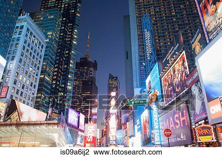 Illuminated billboards in Times Square View Large Photo Image Stock Image - Illuminated billboards in Times Square. Fotosearch