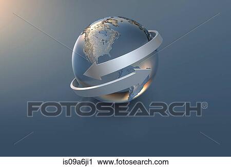 Illustration of arrows and silver globe View Large Photo Image Stock Image - Illustration of arrows and silver globe. Fotosearch