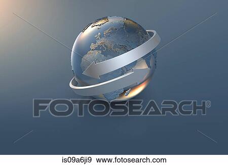 Illustration of arrows and silver globe View Large Photo Image Stock Photo - Illustration of arrows and silver globe. Fotosearch
