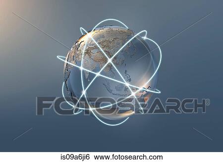 Illustration of lines and silver globe View Large Photo Image Stock Photograph - Illustration of lines and silver globe. Fotosearch