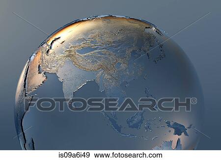 Stock Photo - Illustration of silver globe. Fotosearch
