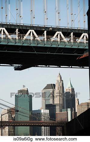 Manhattan Bridge and city skyline View Large Photo Image Stock Image - Manhattan Bridge and city skyline. Fotosearch