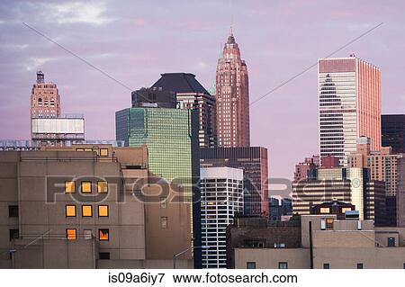 Stock Photo - New York City skyline at dusk. Fotosearch