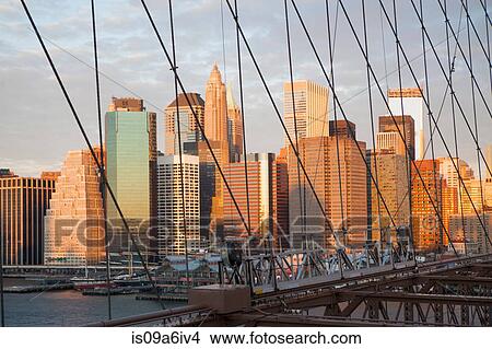 Picture - New York City skyline at sunset. Fotosearch