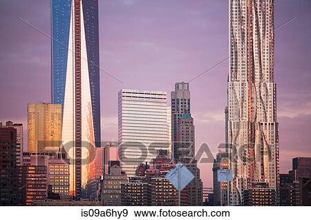 New York City skyline at sunset View Large Photo Image Stock Photo - New York City skyline at sunset. Fotosearch