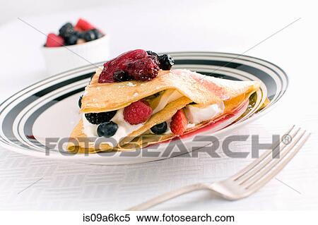 Plate of fruit and cream pie View Large Photo Image Stock Photography - Plate of fruit and cream pie. Fotosearch