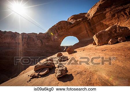 Stock Image - Rock formations in dry desert landscape. Fotosearch