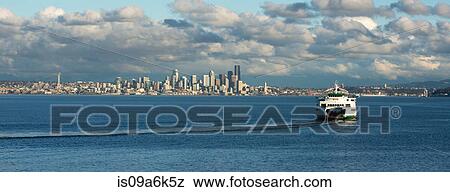 Ship sailing in Seattle harbor View Large Photo Image Stock Photo - Ship sailing in Seattle harbor. Fotosearch