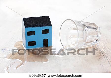 Water spilled on model house View Large Photo Image Stock Photo - Water spilled on model house. Fotosearch