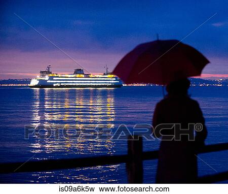 Woman with umbrella admiring cruise ship View Large Photo Image Stock Photo - Woman with umbrella admiring cruise ship. Fotosearch