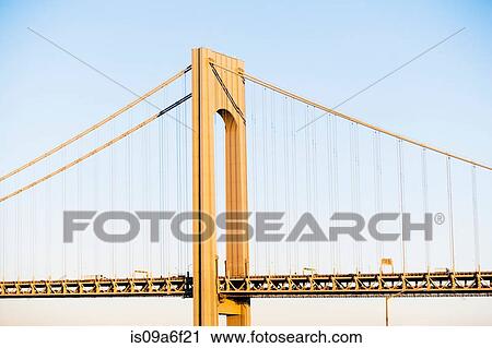 Stock Image - Architectural detail of Verrazano-narrows bridge, New York City, USA. Fotosearch