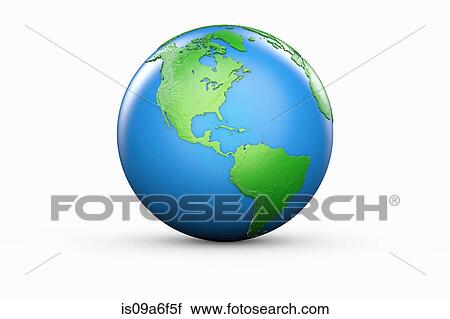 Stock Image - Blue and green globe of North and South America. Fotosearch