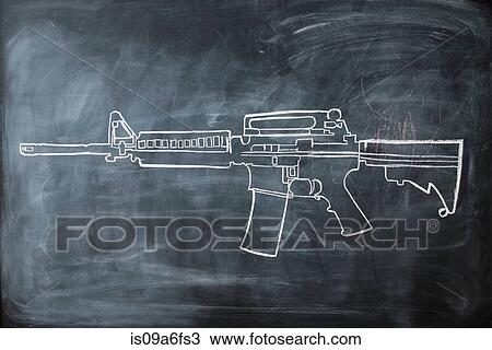 Chalk drawing of gun on blackboard View Large Photo Image Stock Image - Chalk drawing of gun on blackboard. Fotosearch
