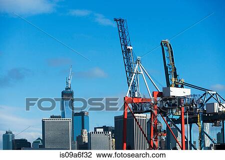 Stock Image - Container cranes, New York City, USA. Fotosearch
