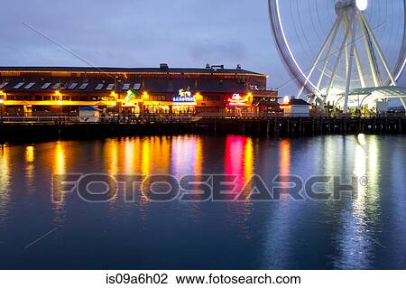 Ferris wheel on dock at Puget Sound, Seattle, USA View Large Photo Image Stock Image - Ferris wheel on dock at Puget Sound, Seattle, USA. Fotosearch