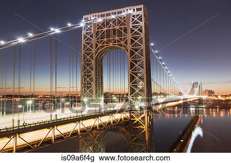 Stock Image - George Washington Bridge at dusk, New York City, USA. Fotosearch