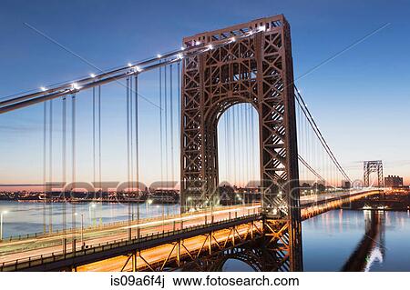 Stock Image - George Washington Bridge at sunset, New York City, USA. Fotosearch